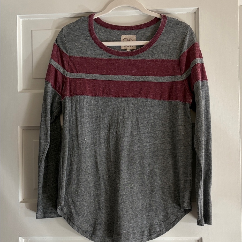 Chaser Gray and Red Long Sleeve Shirt
